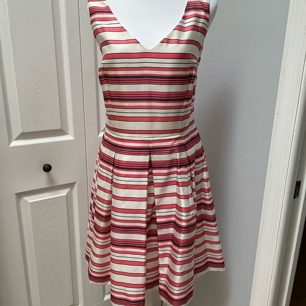 Ann Taylor Striped Sleeveless Fit and Flare Dress